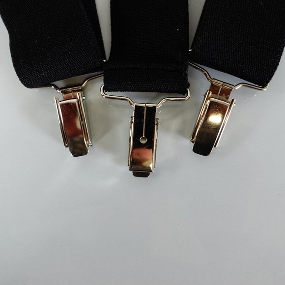 Suspender Men Black Clip on Y Back Stretch Elastic Silver Clip Adjustable Strap - Picture 3 of 8